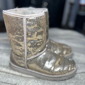 UGG Classic Short Silver Sequin Boot